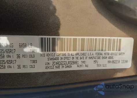 2018 Dodge Grand Caravan Sxt из США, поврежденный, VIN 2C4RDGCG3JR328081